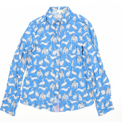 Milano Women's Blue Animal Print Button-Up Shirt