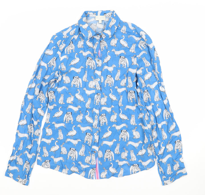 Milano Women's Blue Animal Print Button-Up Shirt