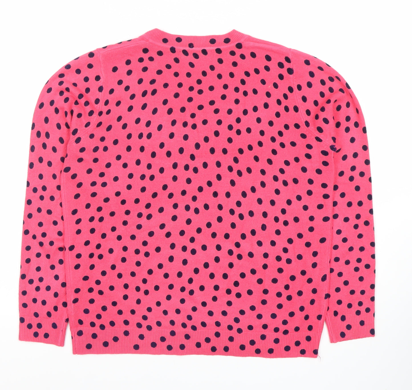 Marks and Spencer Women's Pink Polka Dot V-Neck Jumper M