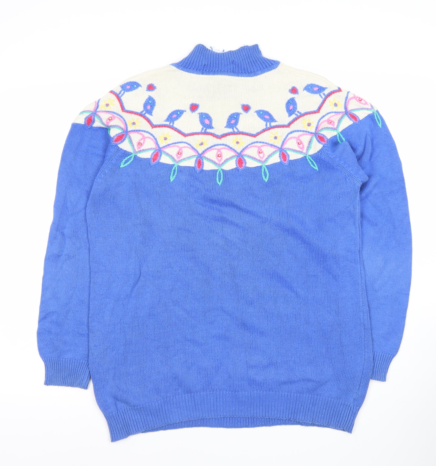 Tudor Women's Blue Embroidered Pullover Jumper Size S