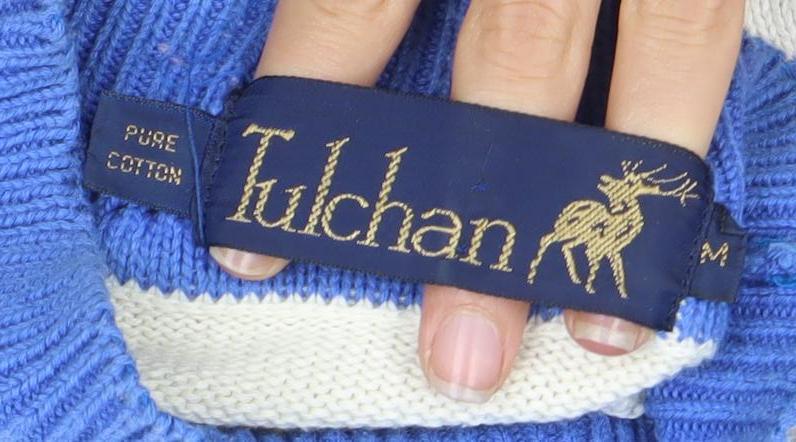 Tudor Women's Blue Embroidered Pullover Jumper Size S