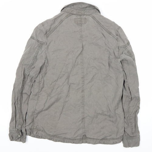H&M Women's Grey Button-Up Shirt, Size 6, Long Sleeve