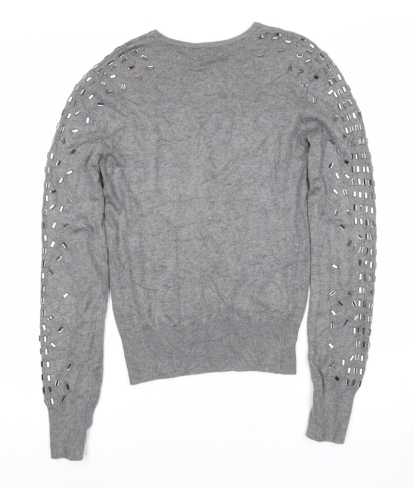 Zara Women's Grey Studded Pullover Jumper Size M