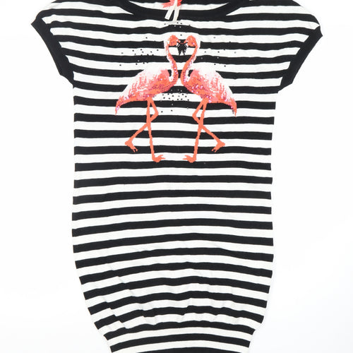 Next Women's Black Striped T-Shirt Dress Size 8