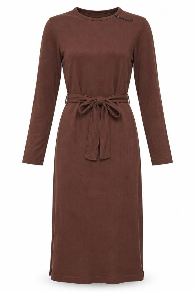 Front view of Missguided Brown Long Sleeve Women's Dress, size 8