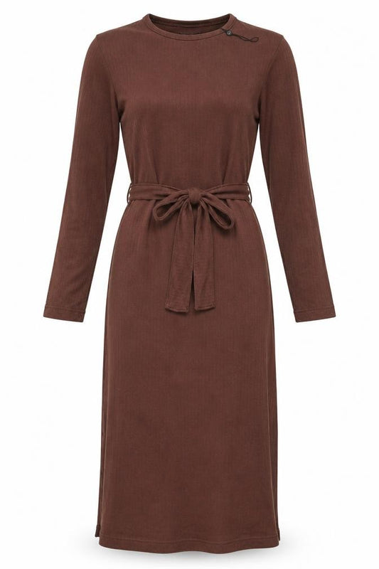 Front view of Missguided Brown Long Sleeve Women's Dress, size 8