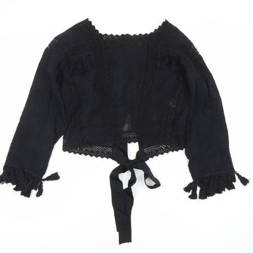 Topshop Women's Black Cropped Top - Size 8