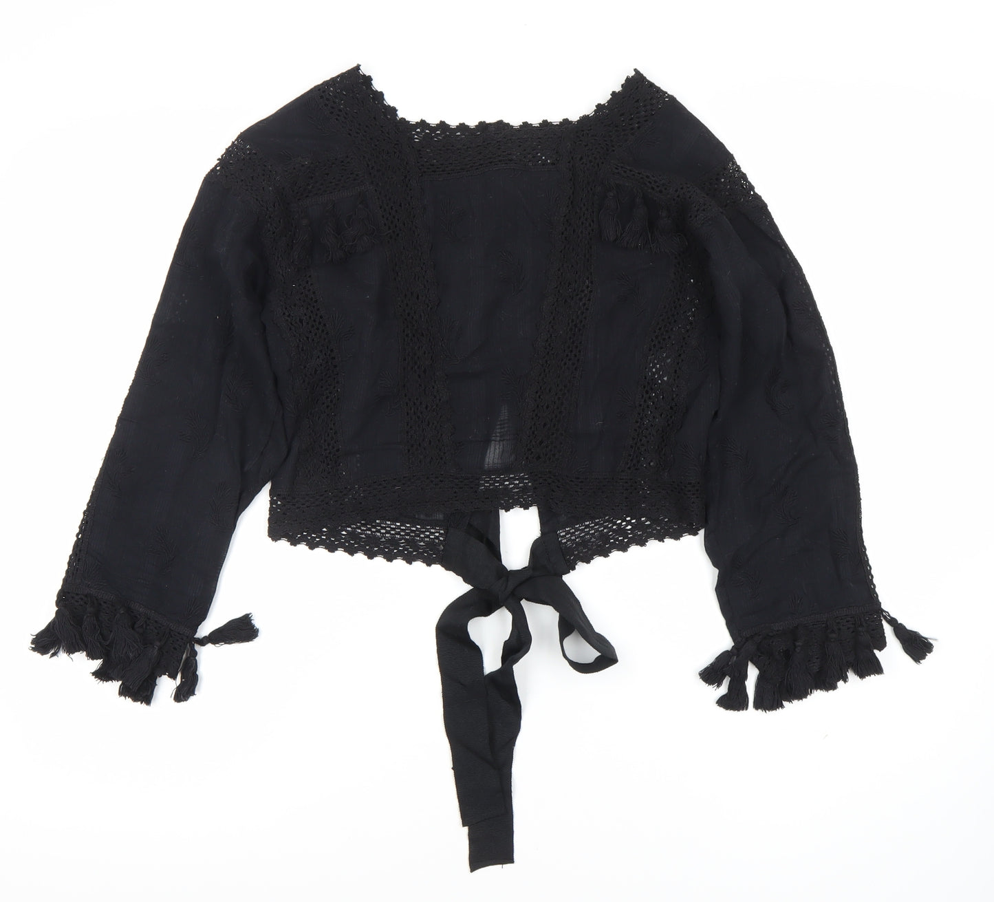 Topshop Women's Black Cropped Top - Size 8