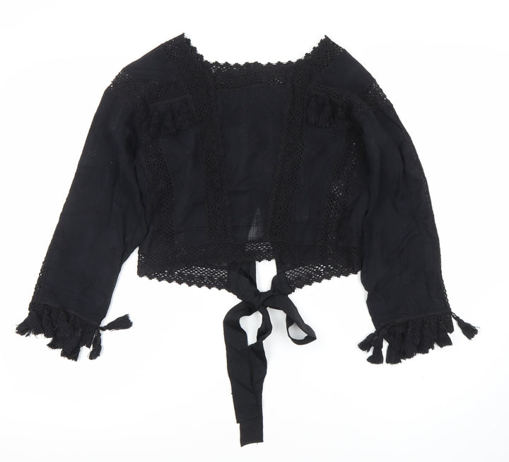 Topshop Women's Black Cropped Top - Size 8