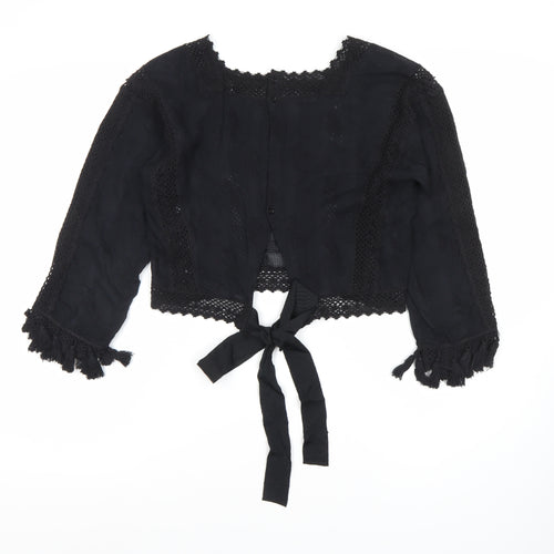 Topshop Women's Black Cropped Top - Size 8