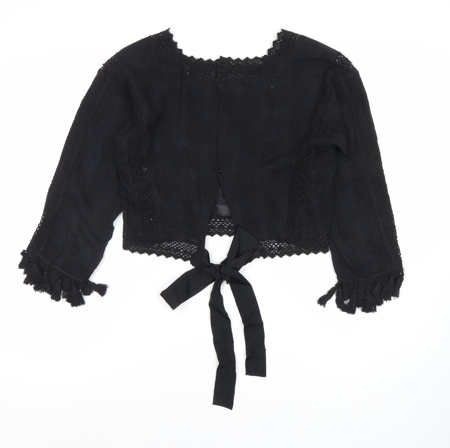 Topshop Women's Black Cropped Top - Size 8