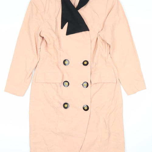 HV8 Women's Pink Long Coat, Size 10, Vintage Button Style