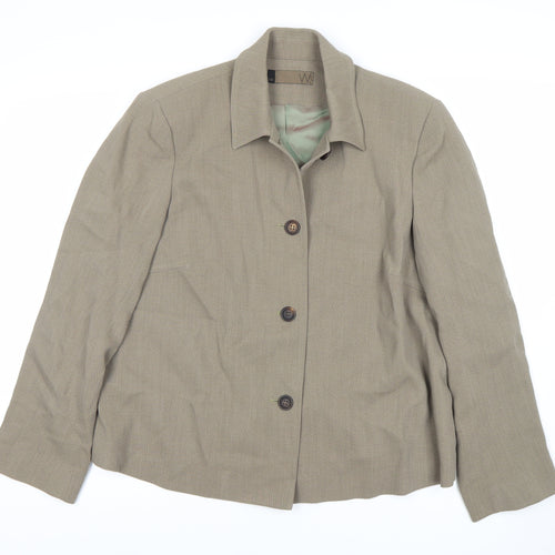 M Women's Brown Wool Blazer, Size 16, Single Breasted