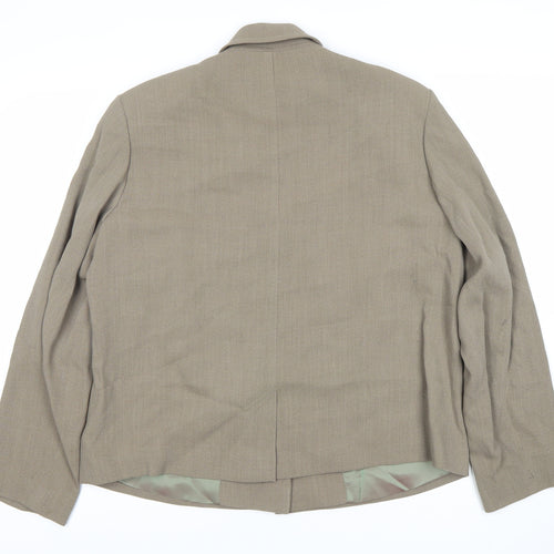 M Women's Brown Wool Blazer, Size 16, Single Breasted