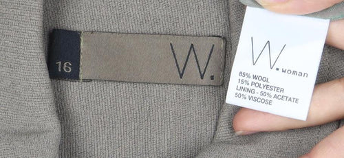 M Women's Brown Wool Blazer, Size 16, Single Breasted