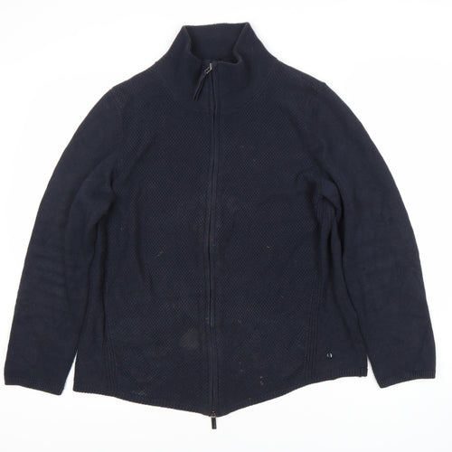 Olsen Women’s Blue Zip Sweatshirt, Size M, High Neck