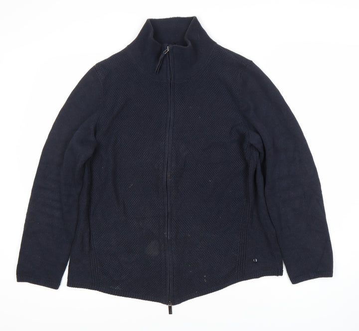 Olsen Women’s Blue Zip Sweatshirt, Size M, High Neck