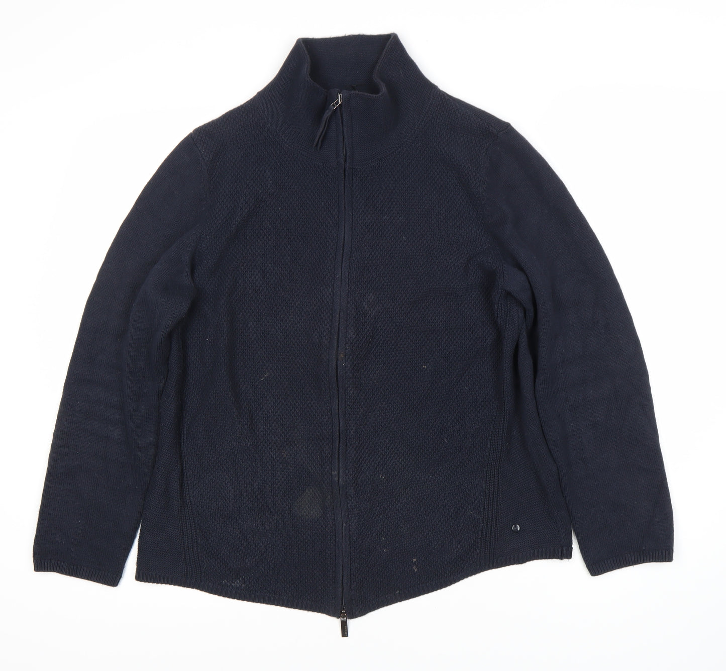 Olsen Women’s Blue Zip Sweatshirt, Size M, High Neck