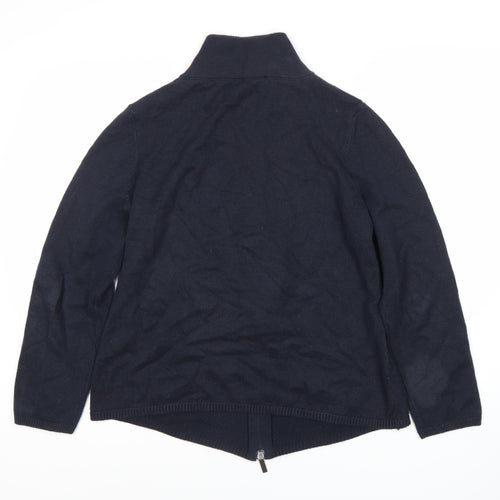 Olsen Women’s Blue Zip Sweatshirt, Size M, High Neck