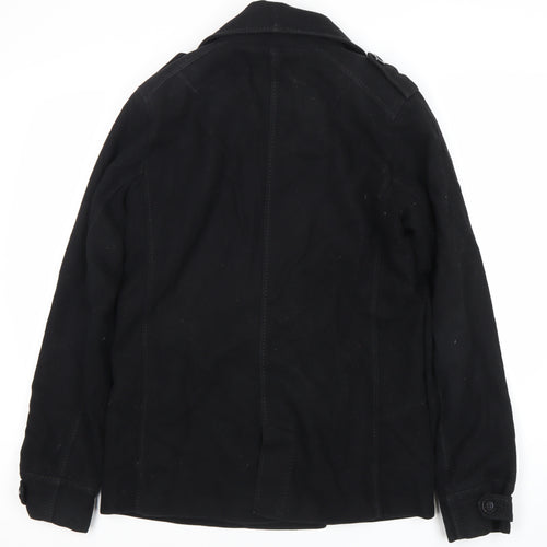 H&M Women's Black Pea Coat, Size 14, Double-Breasted