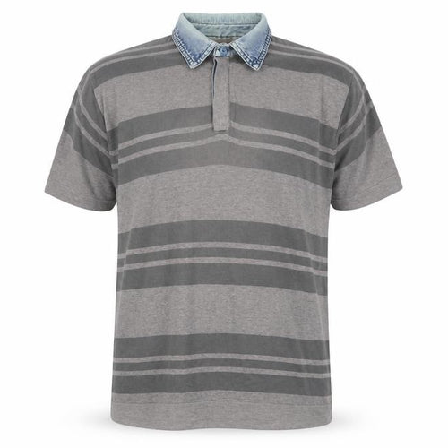 Wolsey Men’s Grey Striped Polo Shirt L Cotton