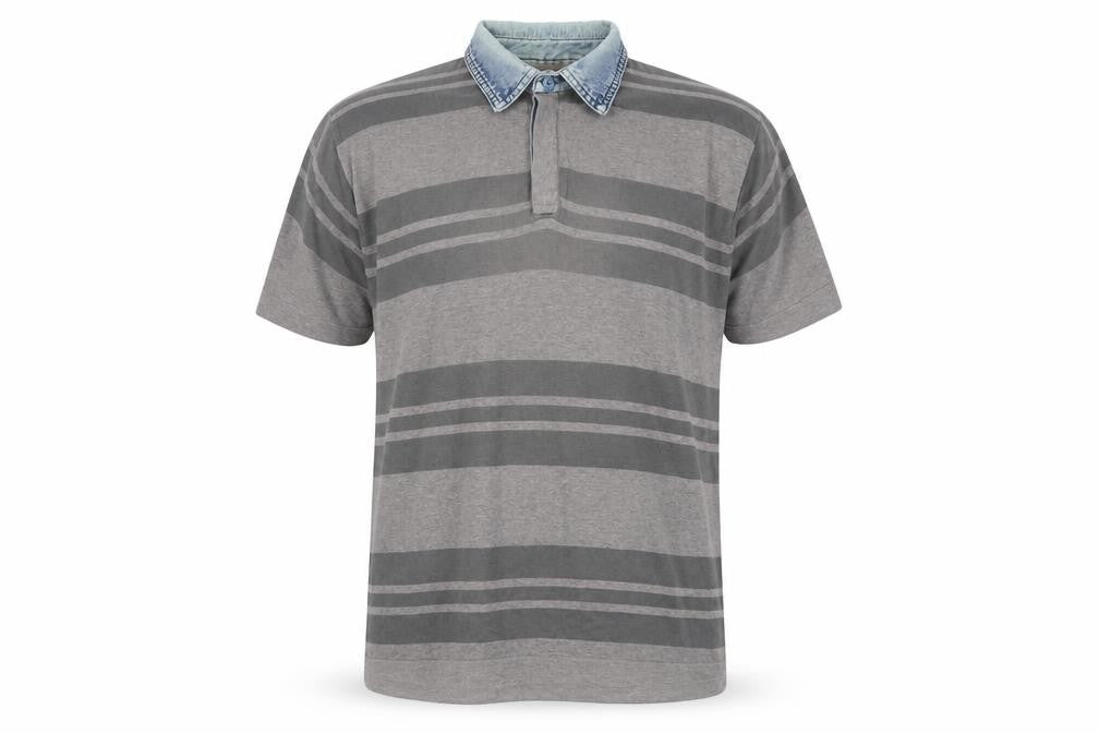 Wolsey Men’s Grey Striped Polo Shirt L Cotton