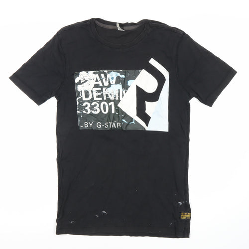 G-Star RAW Men’s Black Graphic Print T-Shirt, Medium