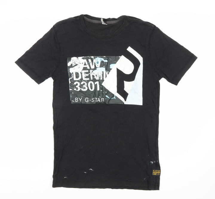 G-Star RAW Men’s Black Graphic Print T-Shirt, Medium
