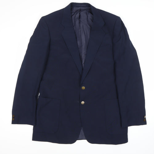 St Michael Men's Blue Long Blazer 42L Polyester Wool
