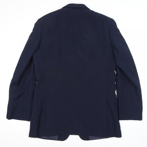 St Michael Men's Blue Long Blazer 42L Polyester Wool