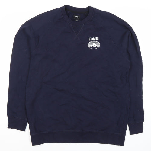 EDWIN Men's Blue Crew Neck Sweatshirt L, Graphic Logo