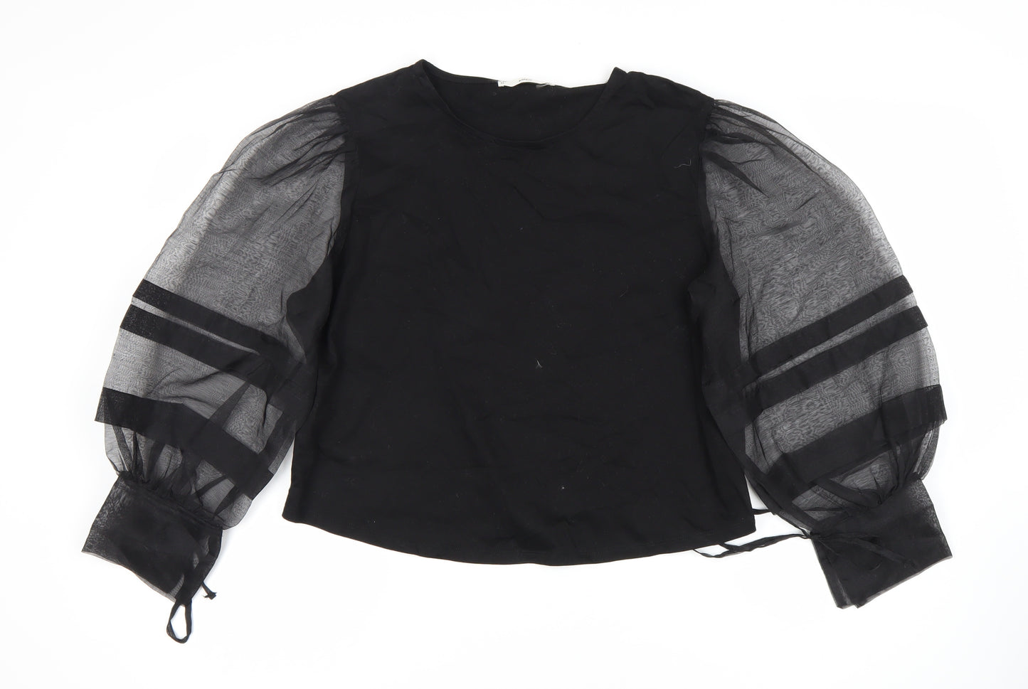 MNG Women's Black Balloon Sleeve Blouse Size 12