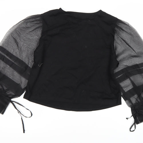 MNG Women's Black Balloon Sleeve Blouse Size 12