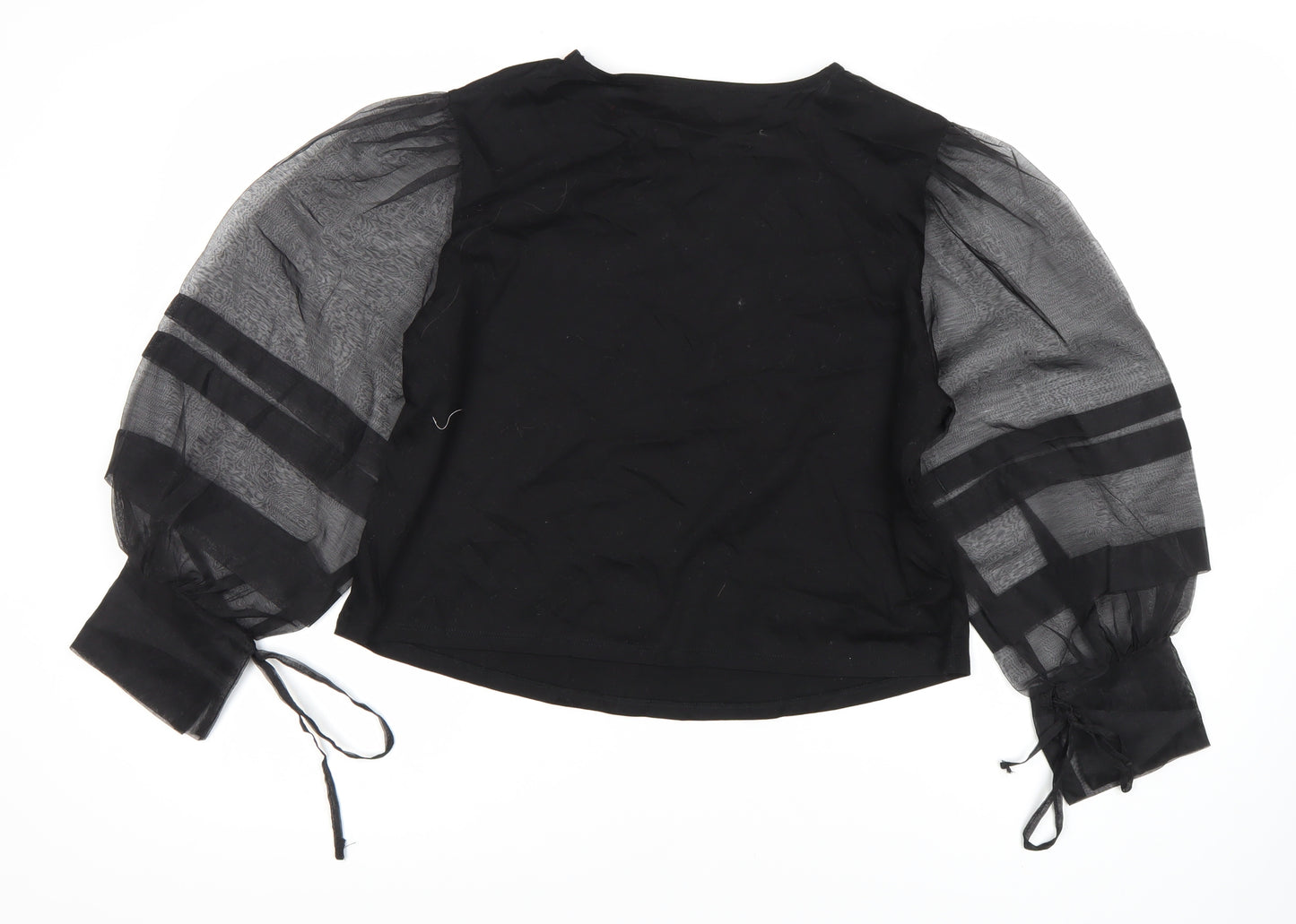 MNG Women's Black Balloon Sleeve Blouse Size 12