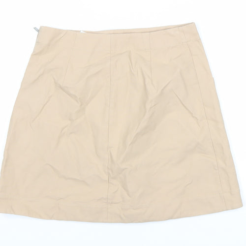 COS Women's Beige Cotton Skirt Size 10 with Pockets