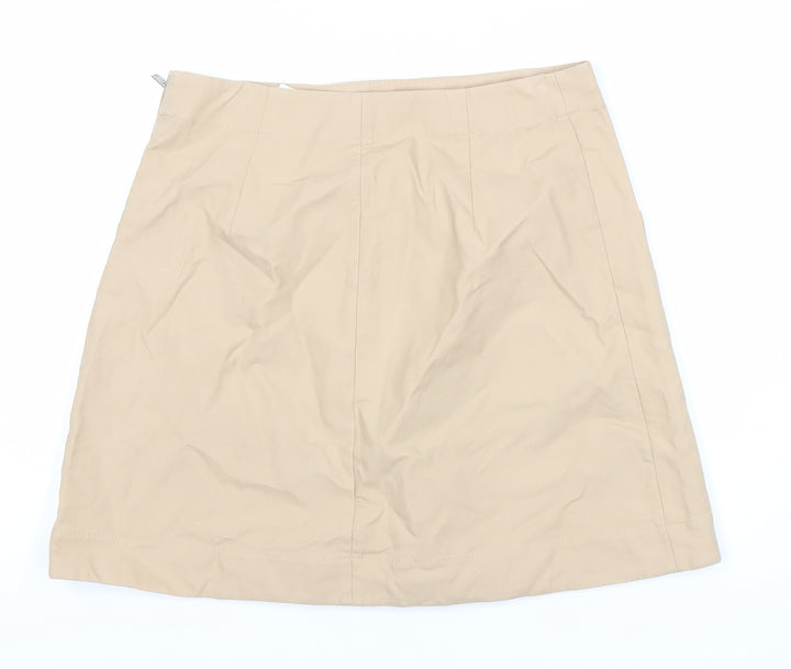 COS Women's Beige Cotton Skirt Size 10 with Pockets