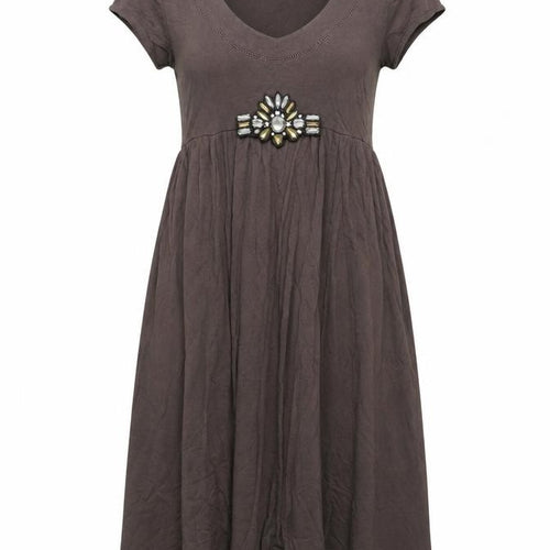 Kona Women's Brown Scoop Neck Cap Sleeve Dress M