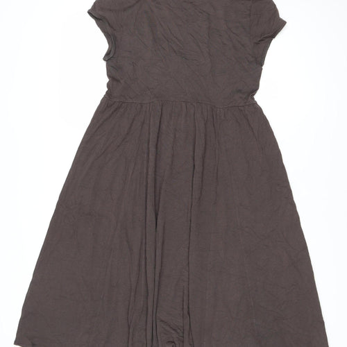 Kona Women's Brown Scoop Neck Cap Sleeve Dress M