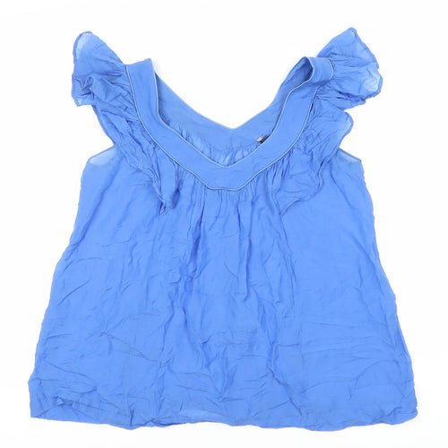 French Connection Women's Blue V-Neck Top Size 8