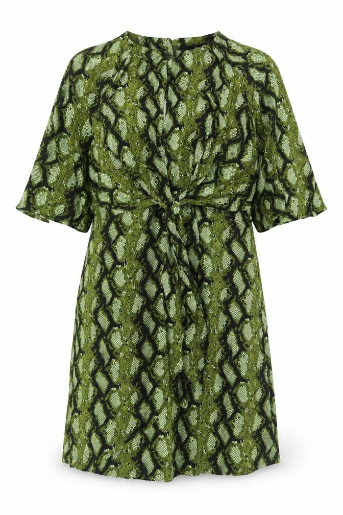 Front view of Next Women's Green Animal Print Dress, size 10
