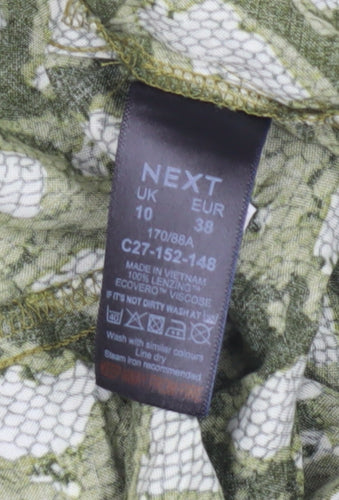 Next Women's Green Animal Print Dress Size 10