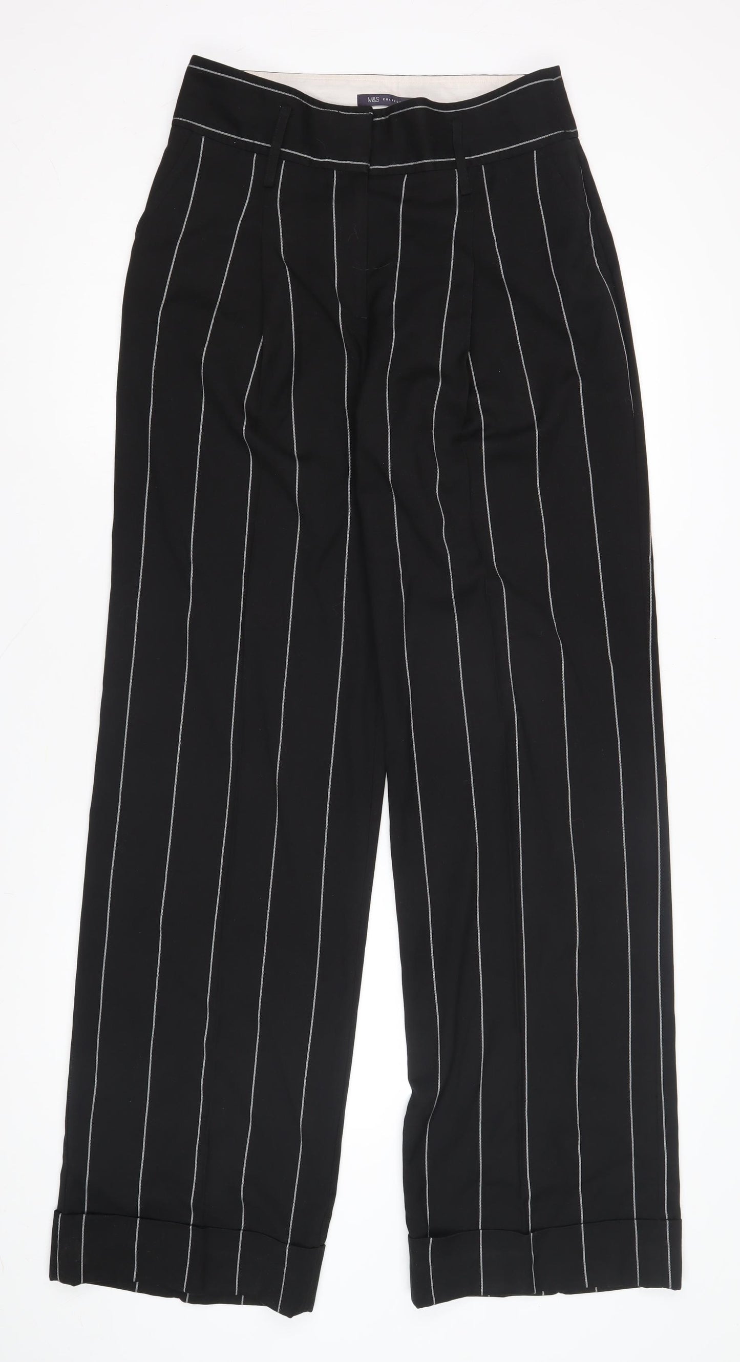 Marks and Spencer Women's Black Striped Trousers