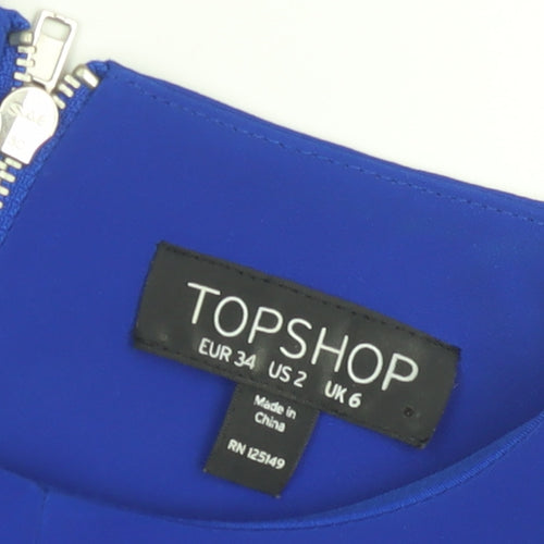 Topshop Women's Blue Fit & Flare Dress Size 6