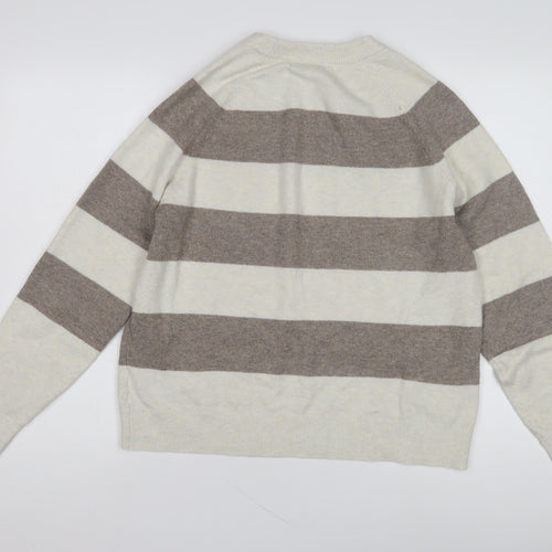Marks and Spencer Women's Beige Striped Pullover - M