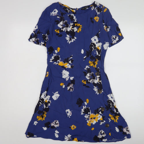 Next Petite Blue Floral Dress - Size 8