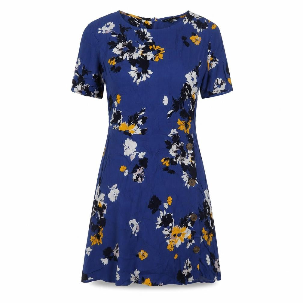 Front view of Next Petite Blue Floral Dress -, size 8