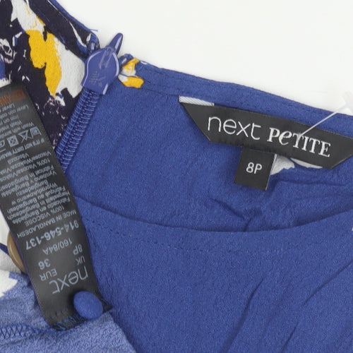 Next Petite Blue Floral Dress - Size 8