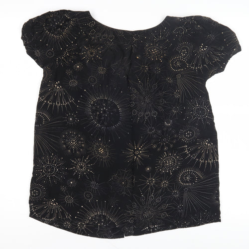 Whistles Women's Black Blouse UK 8 Puff Sleeve Geometric