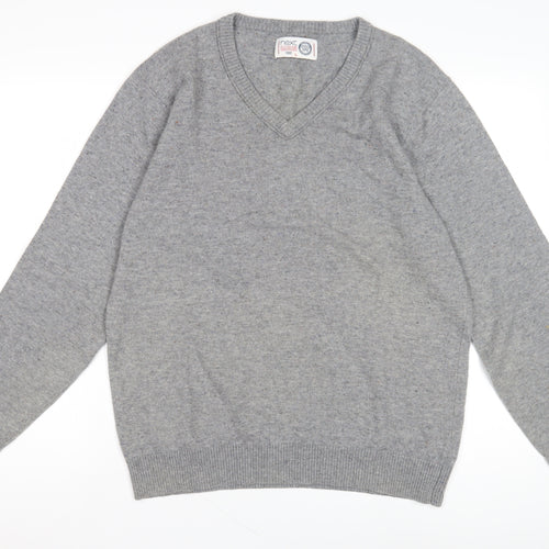 Next Men's Grey V-Neck Wool Pullover Jumper - Size L