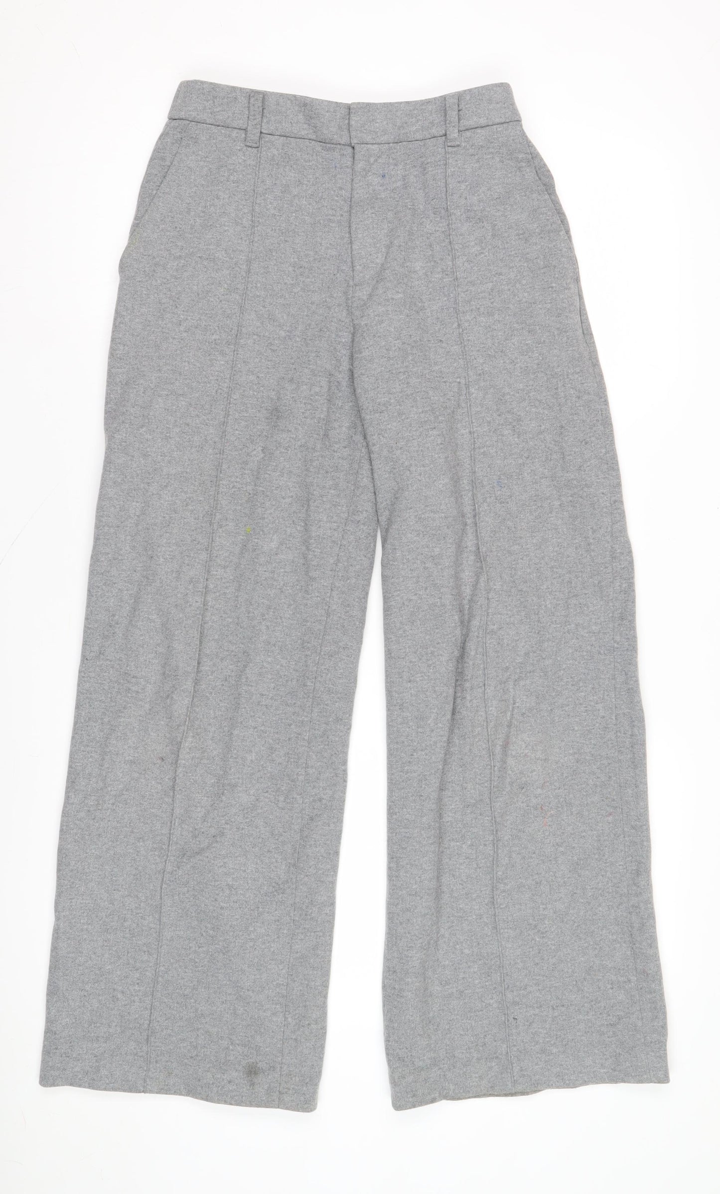 Uniqlo Women's Grey Wide-Leg Trousers S Casual